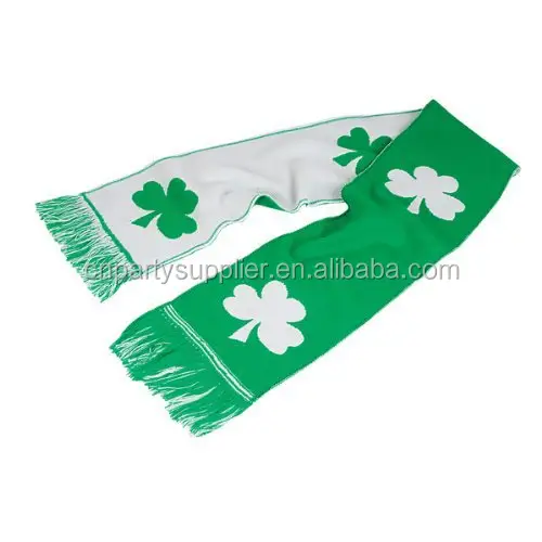 Ireland Green & White Shamrock Scarf Irish Scarf