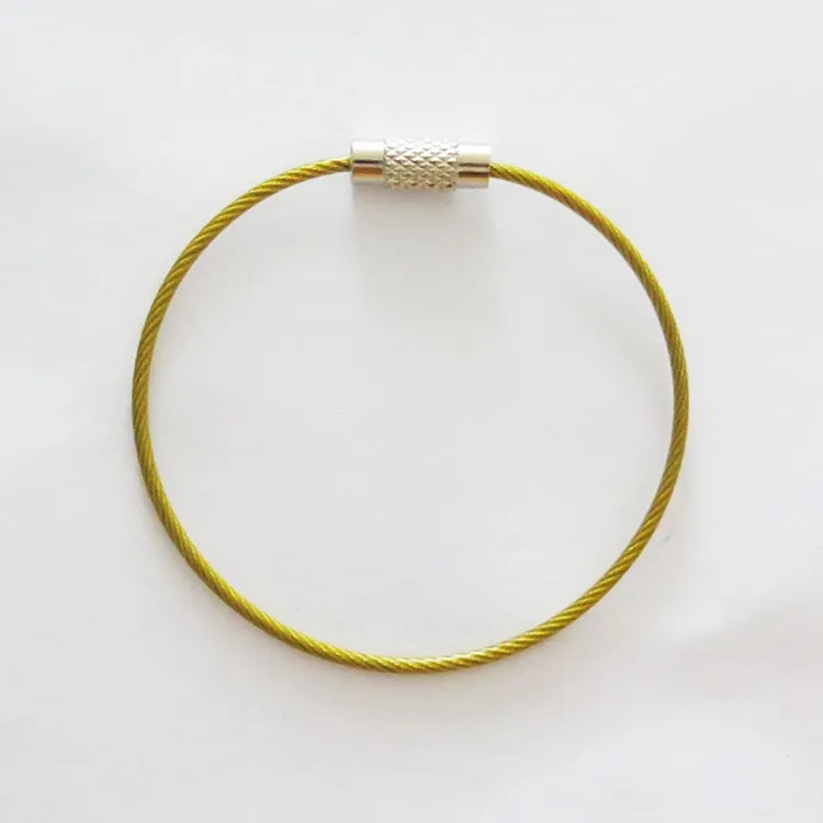 Yiwang Gele Draad Touw Schroef Lock Ring Custom Rvs <span class=keywords><strong>Sleutelhanger</strong></span>