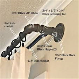 <span class=keywords><strong>Aste</strong></span> per Tende in Tubo di Ferro Industriale con Raccordi in Ferro Battuto - Product Image 2