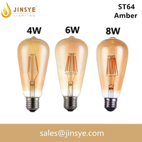 Ampoule à filament LED vintage CE ST64 4W/6W/8W ambre