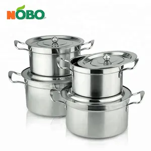 Factory right angle 8 piece industrial stainless steel pot cooking ware for household