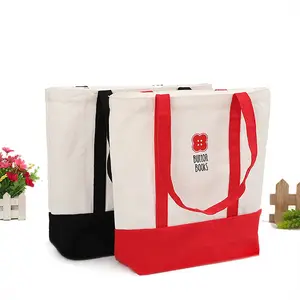 Promotional bio recyclable standard size heavy organic cotton linen canvas tote bag with long handle
