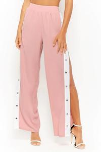 <span class=keywords><strong>Pantaloni</strong></span> <span class=keywords><strong>Palazzo</strong></span> da <span class=keywords><strong>Donna</strong></span> KY con Vita Elasticizzata, Gamba Dritta, Bottoni a Pressione Laterali e Strisce Contrastanti Staccabili - Product Image 3
