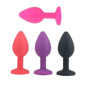 Schwarzer kleiner Mini-Silikon-Analplug mit Edelstein-Hintern-Sexspielzeug für Männer