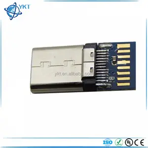 DIY 24pin USB 3,1 tipo C macho y hembra conector SMT tipo con placa de PC