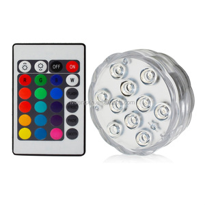 10 Luces LED sumergibles con Control remoto, lámpara de noche subacuática alimentada por batería para piscina, jarrón, cuenco, decoración para fiesta de boda