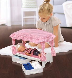 Meubles à <span class=keywords><strong>baldaquin</strong></span> à pois roses et <span class=keywords><strong>lit</strong></span> à jouets avec literie pour jeux d'enfants et maisons de poupées - Product Image 5
