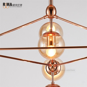 Lámpara de Techo Nórdica de Nuevo Modelo <span class=keywords><strong>Rima</strong></span> Lighting, Lámpara Colgante de Oro Rosa de Lujo para Interiores con Bola de Cristal - Product Image 2