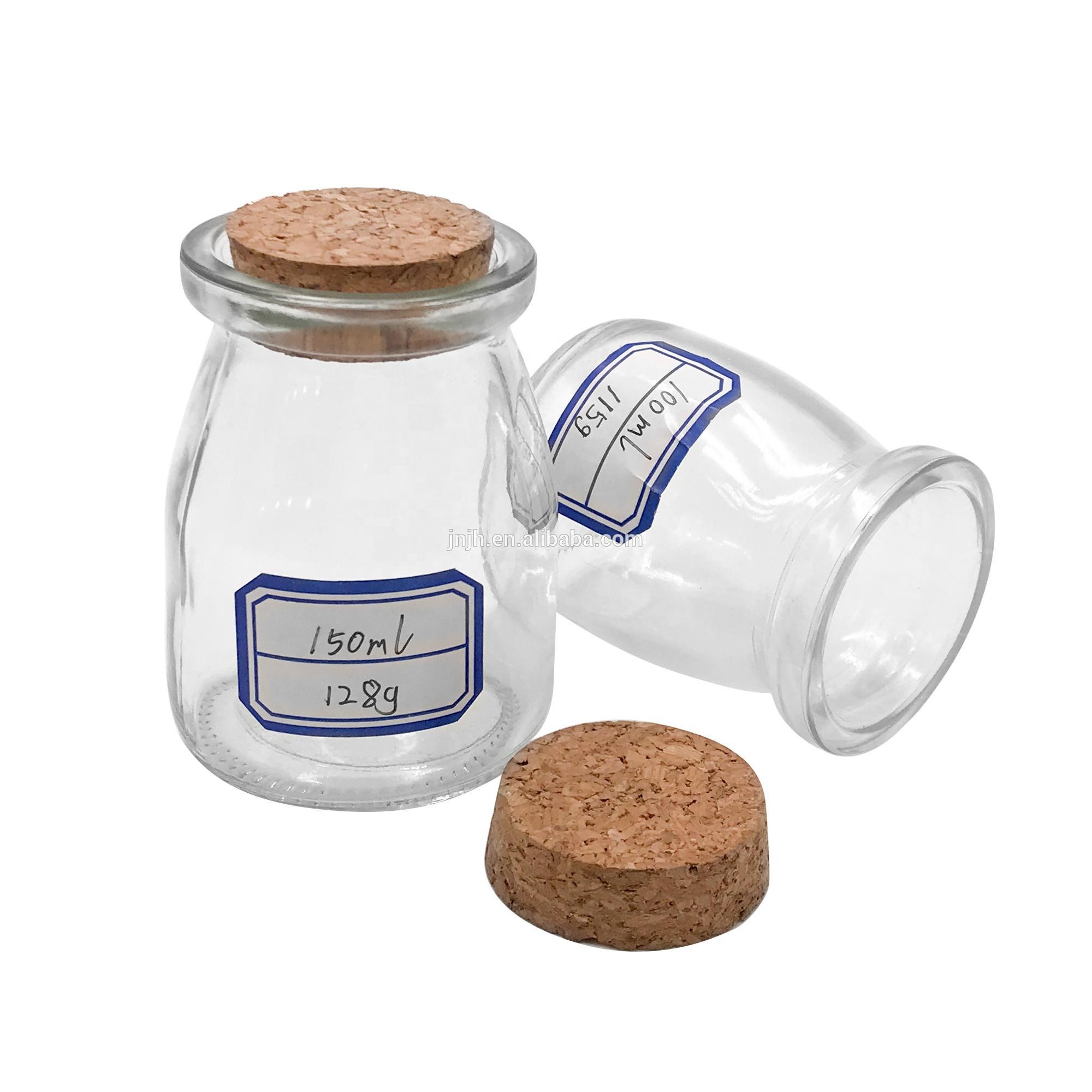 Pudding glass bottle with cork / 100ml-200ml pudding glass bottle with cork / glass bottle with cork lid pudding yogurt jar