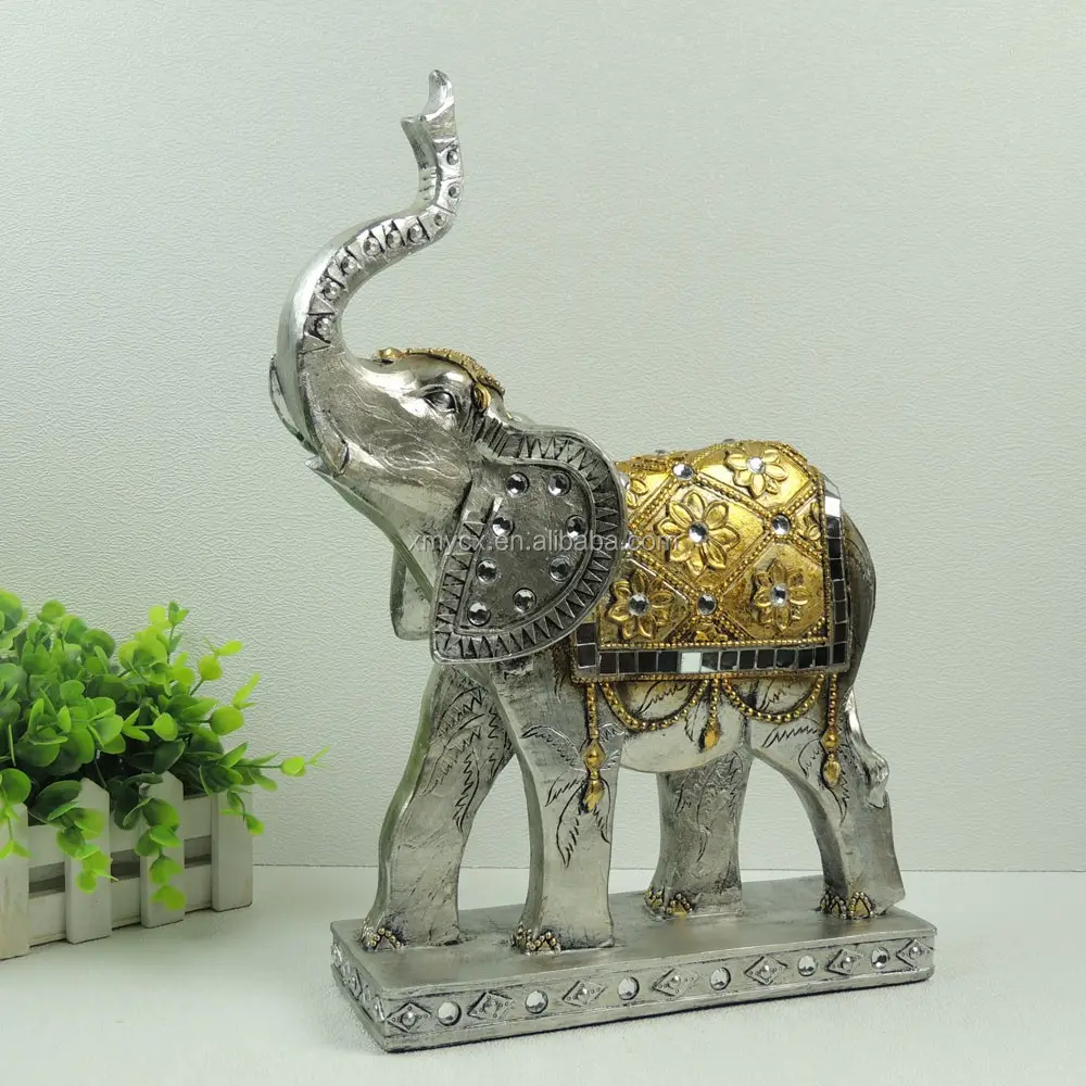 Wholesale Resin Silver and Gold Elephant Statue for home decoration