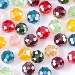 China Manufacturer's 8mm Mixed <strong>Black</strong> Clear Green Color Rondelle Faceted Loose Crystal <strong>Beads</strong> for Lampwork Jewelry - Product Image 2