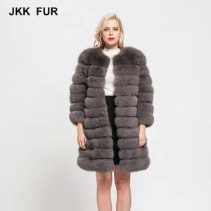 11 Rangées Hiver Chaud Réel Fox Fourrure Manteaux Longs Femmes de Haute Qualité Survêtement Véritable Fourrure Veste Pardessus - Product Image 1