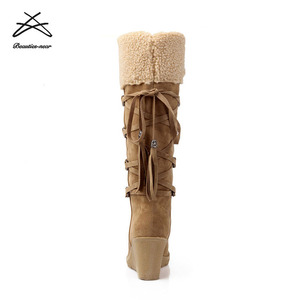 Nuovi stivali di design scarpe da donna sexy nere stivali con <span class=keywords><strong>zeppa</strong></span> <span class=keywords><strong>alta</strong></span> da donna - Product Image 6