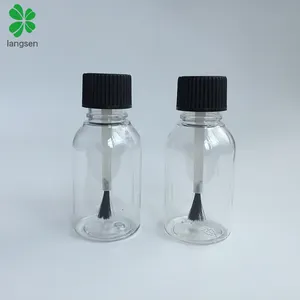 30Ml 1Oz Nhựa PET Rõ Ràng Chai Với Bàn Chải Vít Nắp Đậy Để Đóng Gói Móng Tay, Keo, Chất Lỏng, Touch-Up Sơn