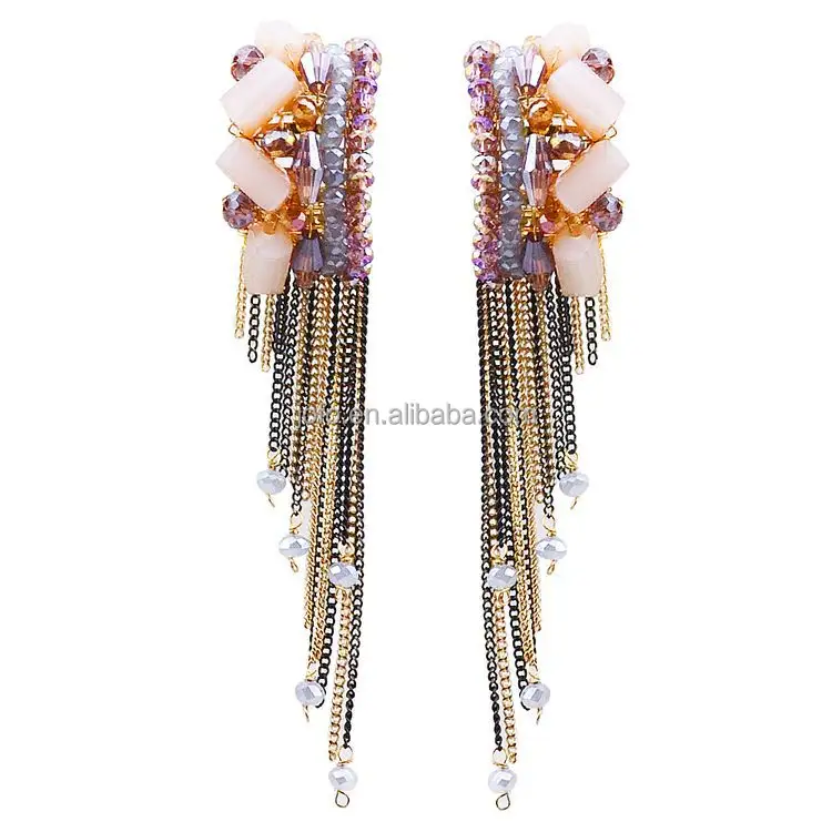 Women Luxury Tassel Earring Hot Sale Hand Made Boho Fringe Earring For Women
