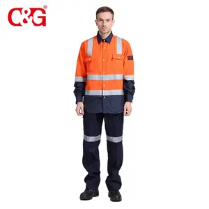 नारंगी लौ प्रतिरोधी जैकेट और पैंट काम पहनने Workwear 150g/मी यूनिसेक्स वयस्कों के लिए Nomex और Lenzing FR मिश्रित वसंत