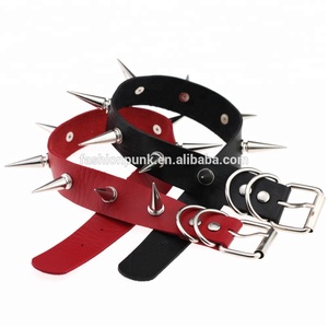 كول الشرير القوطي ترصيع المسامير المسامير مخروط بو الجلود إمرأة رجل قلادة قلادة قلادة - Product Image 5