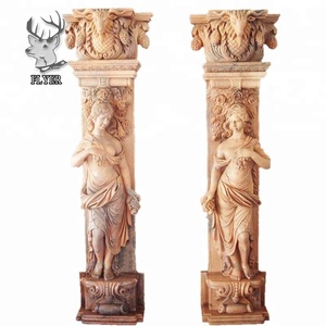 Columnas Romanas Clásicas de Lujo en Mármol Natural con Estatua de Mujer en Mármol - Product Image 1