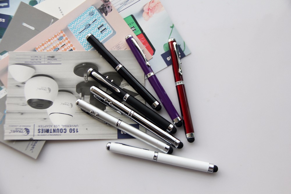 Оптовая продажа, шариковая ручка, лазерная указка 4 в 1, стилус с логотипом