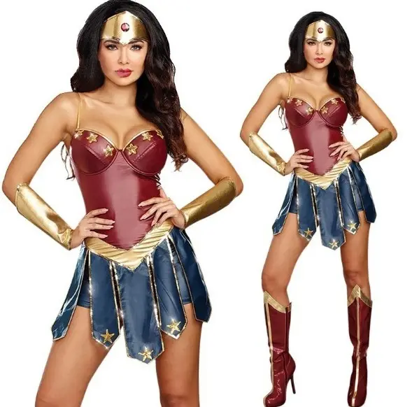 2018 caliente Sexy Super héroe Mujer Maravilla Halloween Cosplay uniforme