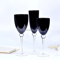 Gelas Anggur Es Hitam Mewah Kustom dengan Batang Panjang untuk Dapur dan Atas Meja