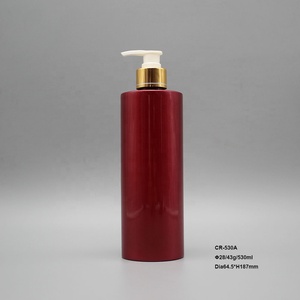 500ml große runde Show Gel Verpackung Kunststoff PET Flasche PET Kunststoff Zylinder rot Kosmetik behälter für Shampoo Körper wäsche - Product Image 3