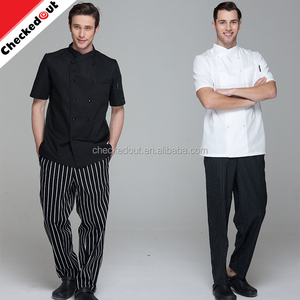 Alta calidad <span class=keywords><strong>de</strong></span> manga corta unisex cruzado estilo <span class=keywords><strong>restaurante</strong></span> <span class=keywords><strong>Hotel</strong></span> capa cocina blanco Workwear chaqueta - Product Image 1