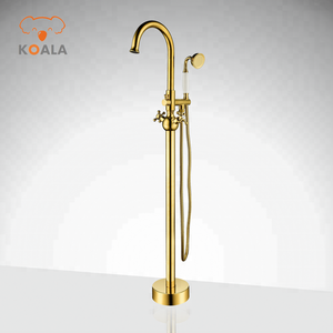 Grifos de baño independiente con <span class=keywords><strong>mezclador</strong></span> de <span class=keywords><strong>ducha</strong></span>, soporte libre de oro, de lujo, económico, de largo alcance - Product Image 3