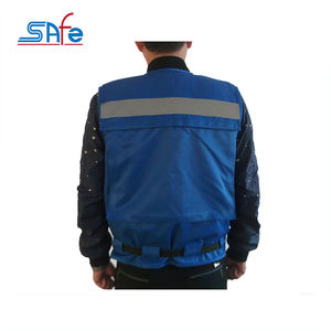 سترة أمان زرقاء 100% قطن للعمال، سترة عاكسة عالية الوضوح بألوان فلورية - Product Image 3