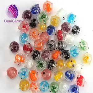 wholesale Cheap lampwork glass beads pig beads night glowing 14mm holesize 3mm 10pcs per bag