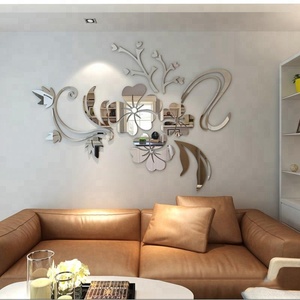 Autocollant <span class=keywords><strong>mural</strong></span> en acrylique en forme de fleur 3D, <span class=keywords><strong>miroir</strong></span> <span class=keywords><strong>mural</strong></span> pour salon, chambre à coucher - Product Image 1