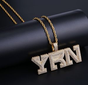 Collier pour homme avec pendentif lettre <span class=keywords><strong>YRN</strong></span> en zircon glacé, style hip-hop Migos, tendance - Product Image 4