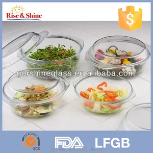 China pratos / vidro grande caçarola caçarola pirex de vidro de alimentação rodada