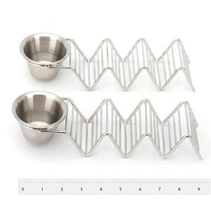 Lot de 2 supports à tacos mexicains en acier inoxydable, 3 supports de rangement pour tacos à coque dure avec tasse à sauce pour la cuisson au lave-vaisselle - Product Image 4