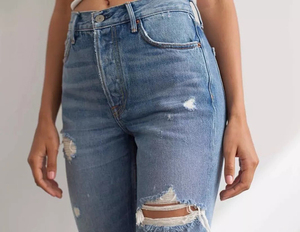 Pantalons usés en coton pour filles à la mode Jeans déchirés au genou pour femmes Jeans détruits - Product Image 6