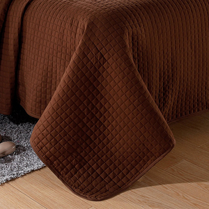 Couette de couleur unie <span class=keywords><strong>chocolat</strong></span> 86 "L-86" W Coverlet Quilt Set - Product Image 2