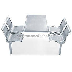 <strong>Canteen</strong> <strong>Tables</strong> Stainless Steel Fast Food <strong>Table</strong> Set Dining <strong>Table</strong> and Chairs Sets FFT-4-small Back - Product Image 1