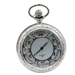 Ladies antique Hollow Skeleton watch necklace Silver Ladies Pocket Watch With Hollow Case
