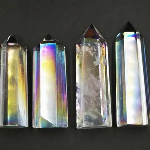 Wholesale natural white flame angel aura quartz crystals stones point for healing