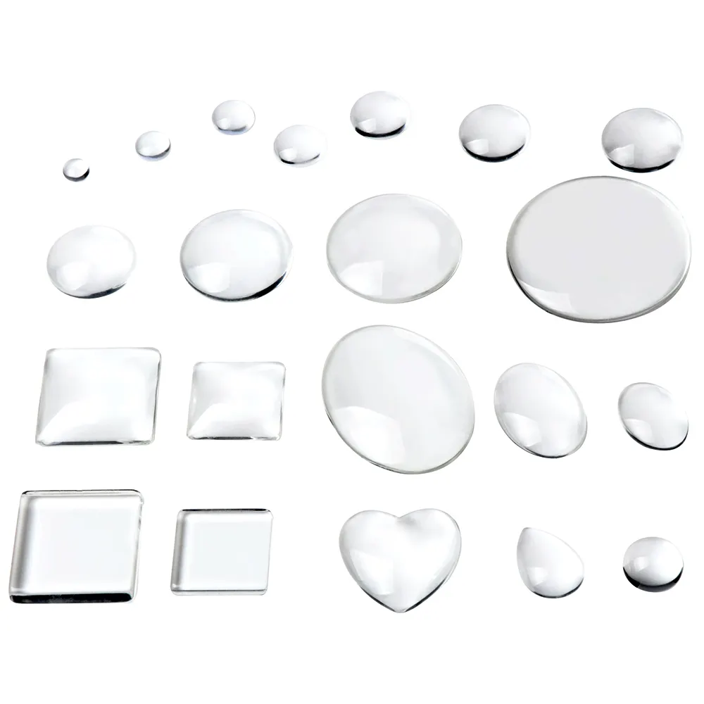 Cabochon transparent en verre, rond et carré, en forme de cœur, pour la fabrication de bijoux, 50 pièces, vente en gros