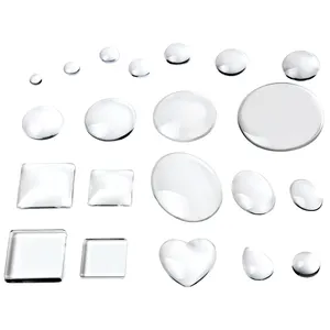 Wholesale transparent clear round square heart shape flat glass cabochon for jewelry making