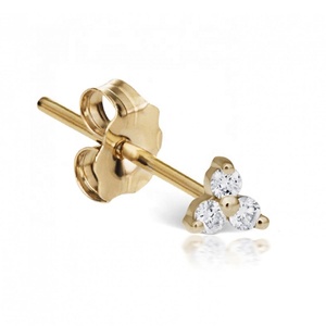 Gemnel الأزياء <span class=keywords><strong>1</strong></span> جرام 18k الذهب الحد الأدنى مجوهرات الثلاثي الماس أقراط في 2 مللي متر - Product Image 1