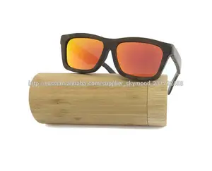 Ручной очки черного дерева Деревянные солнцезащитные очки Revo зеркальное покрытие Wayfarer Стиль Собственные Логотип Солнцезащи