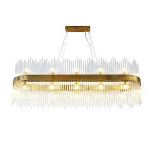 Lustre linéaire moderne de luxe en cristal, luminaire suspendu LED doré <span class=keywords><strong>pour</strong></span> salle à manger, îlot de cuisine, hôtel, éclairage de <span class=keywords><strong>plafond</strong></span> - Product Image 2