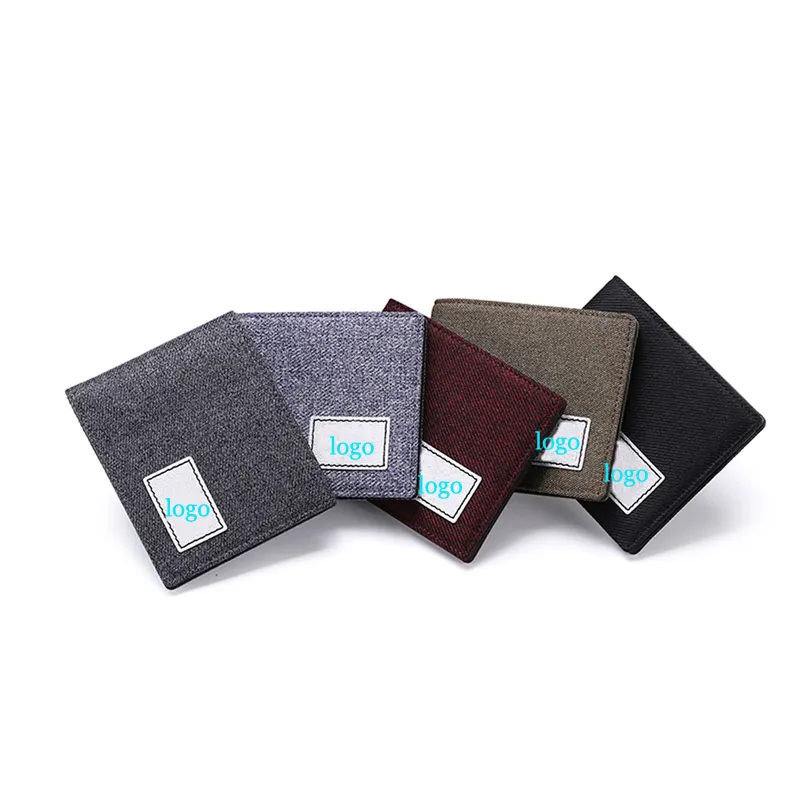 Custom Design Multi Colori Organico Sottile Tessuto di Canapa Borse In Pelle Breve Portafoglio Per Gli Uomini