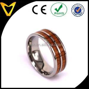 Cincin pertunangan kayu Petrified, cincin kayu, cincin pernikahan <span class=keywords><strong>Titanium</strong></span> dengan kayu Koa <span class=keywords><strong>Hawaii</strong></span> tatahan perhiasan kayu - Product Image 2