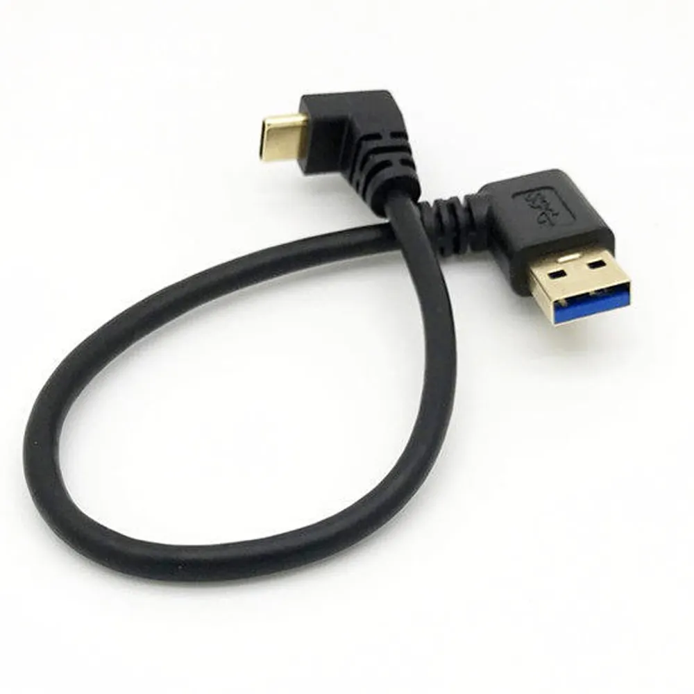 Pendek OEM Terbaru Ponsel Cepat Pengisian 3.0 Sudut Kanan USB Seorang Pria untuk 90 Derajat USB3.1 Tipe 3.1 TYPE C pria Data Charger Kabel Usb