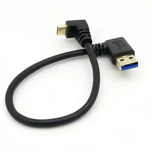 قصيرة oem أحدث الهاتف شحن سريع 3.0 الزاوية اليمنى usb ذكر إلى 90 درجة usb3.1 3.1 نوع تيبو c ذكر شاحن بيانات كابل يو اس بي