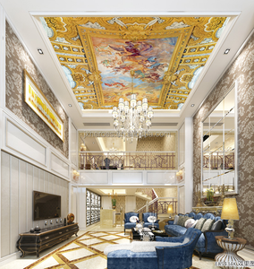 Altın ve Parlak Serisi Avrupa Dini Resim Sanatı Tavan Dekoratif 3D Duvar Kağıdı - Product Image 1