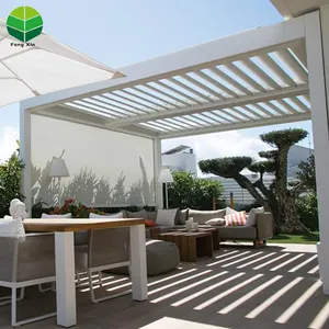 Pergola elektrik Aluminium luar ruangan kualitas tinggi Louvre Pergola Aluminium berdiri bebas